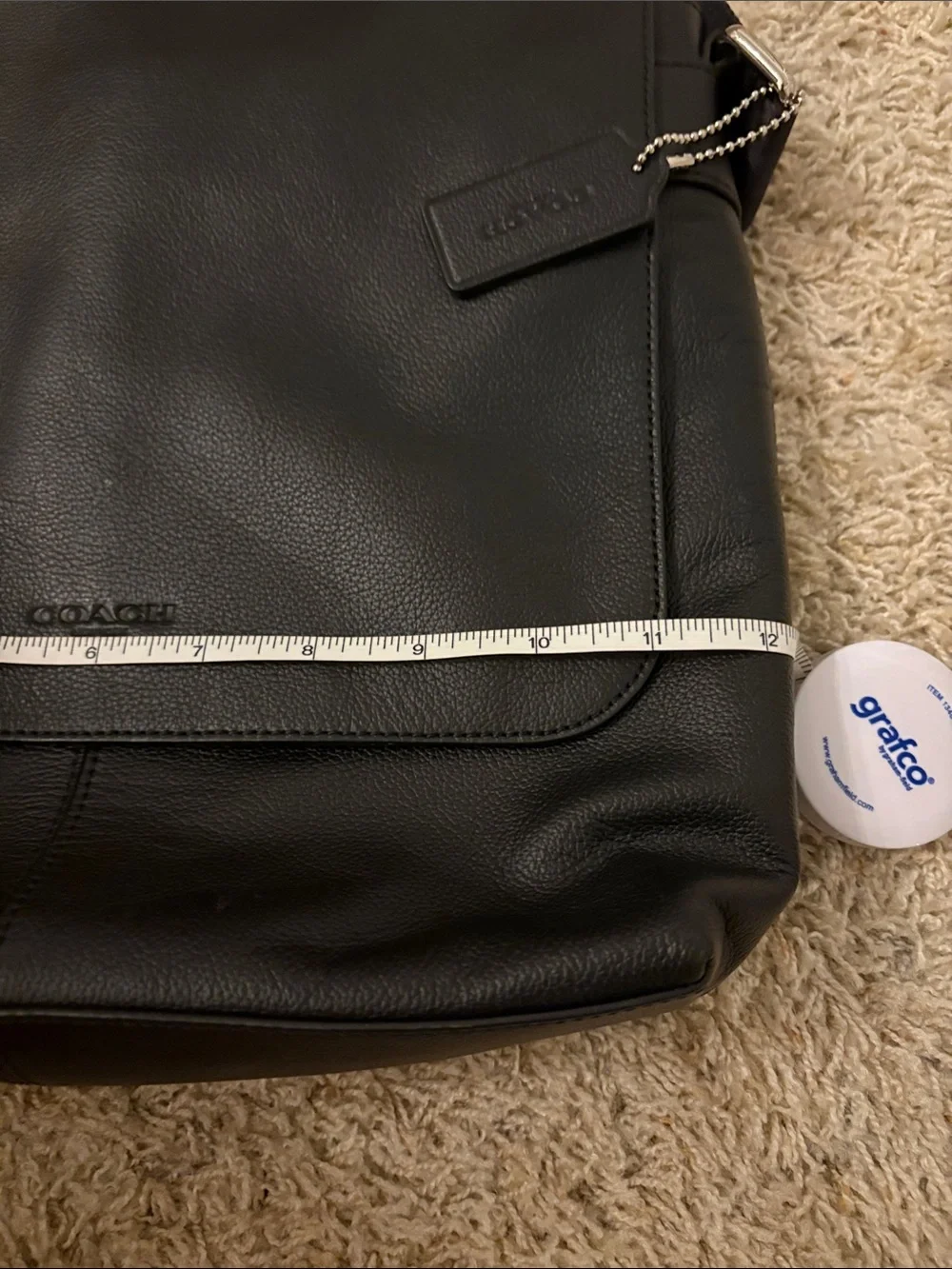 Coach Black Pebbled Leather Messenger Crossbody - Men